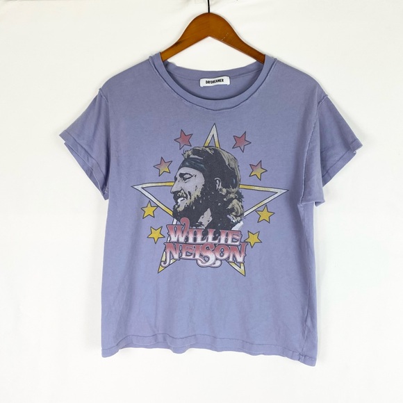 Daydreamer Tops - Daydreamer Willie Nelson In Stars Reverse Girlfriend Tee Size Large Short Sleeve